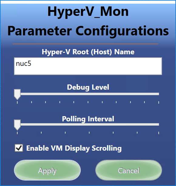 configuration dialog